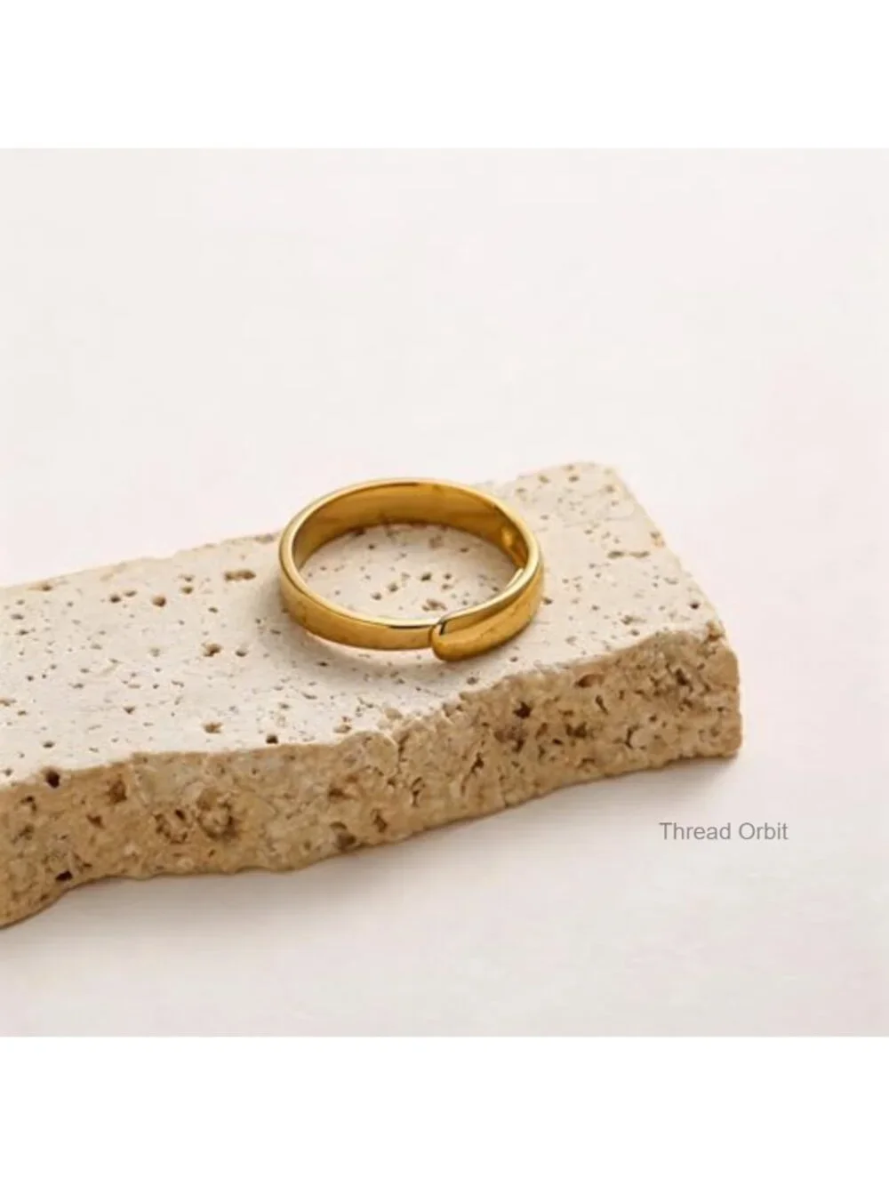 Titanium Adjustable Plain Band Ring, Non Tarnish Waterproof Hypoallergenic
